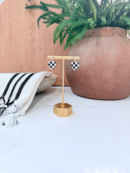 Black and White Checkerboard Earrings