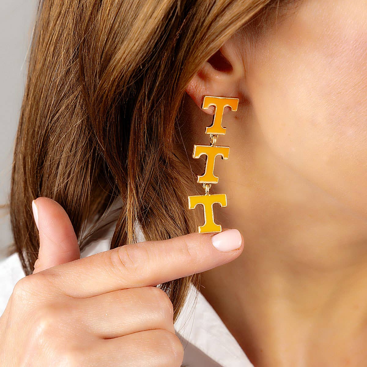 Tennessee Volunteers Triple Drop Enamel Earrings in Orange