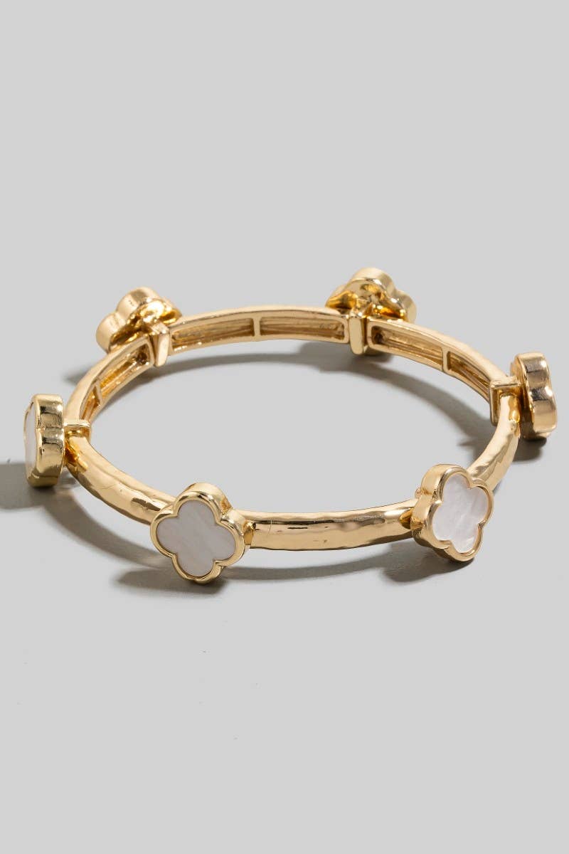 Clover Charms Elastic Metallic Bracelet