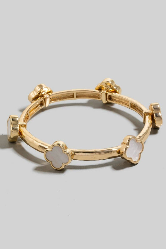 Clover Charms Elastic Metallic Bracelet