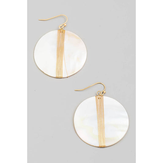 Curved Seashell Circle Dangle Earrings
