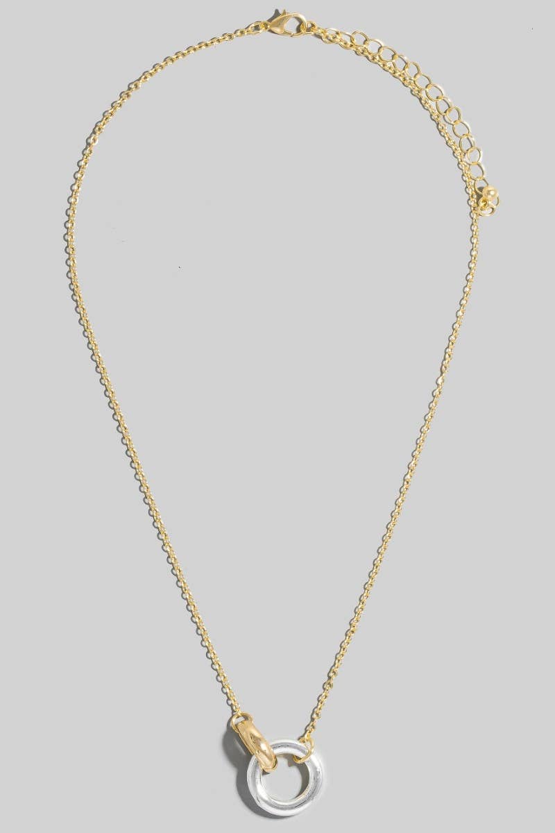 Silver Hoop Pendant Chain Necklace