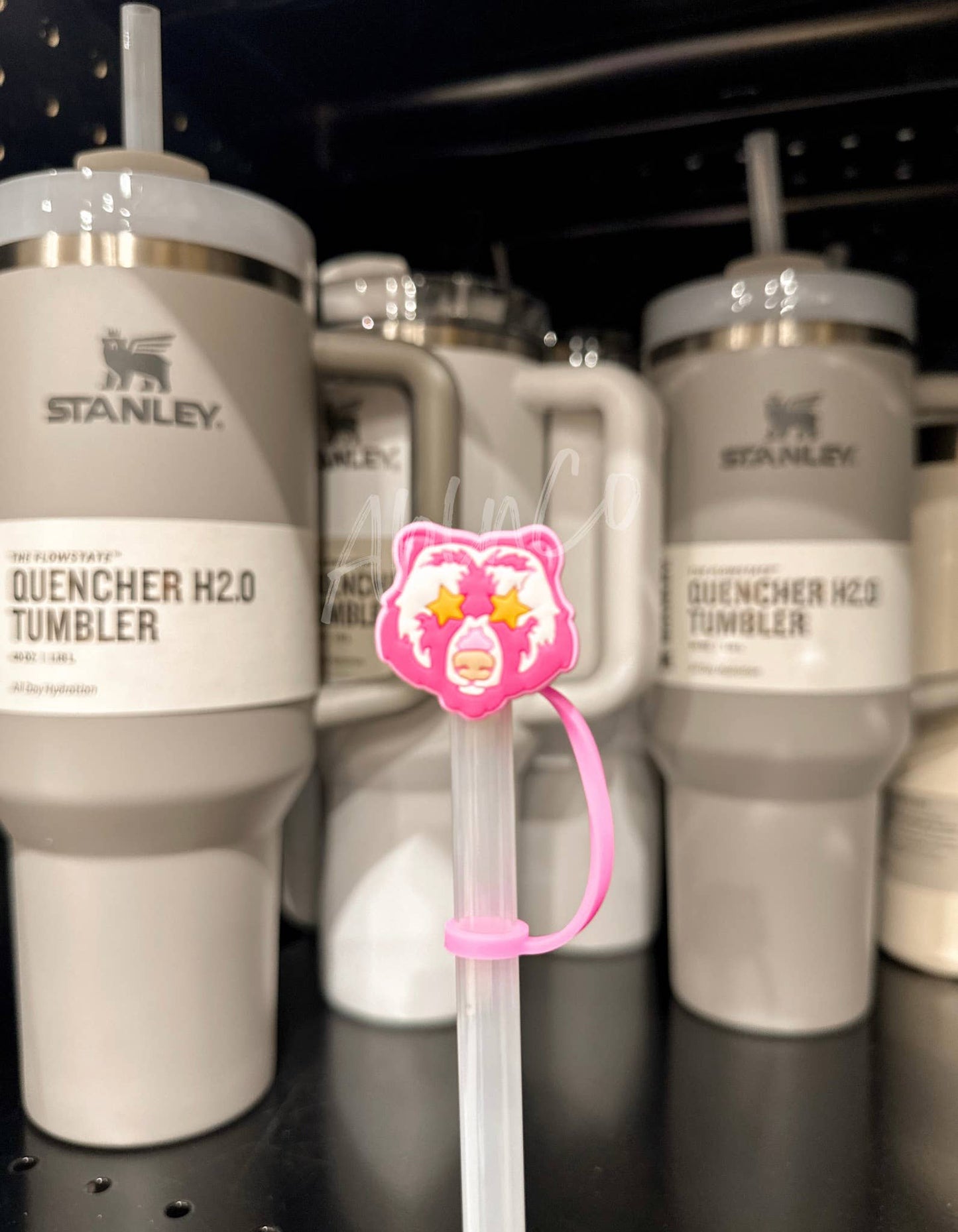 Preppy Pink Mascot™ Bear Grizzlies Tumbler Straw Topper