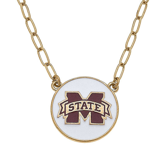 Mississippi State Bulldogs Enamel Disc Pendant Necklace