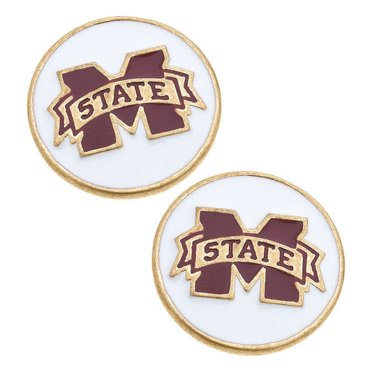 Mississippi State Bulldogs Enamel Disc Stud Earrings