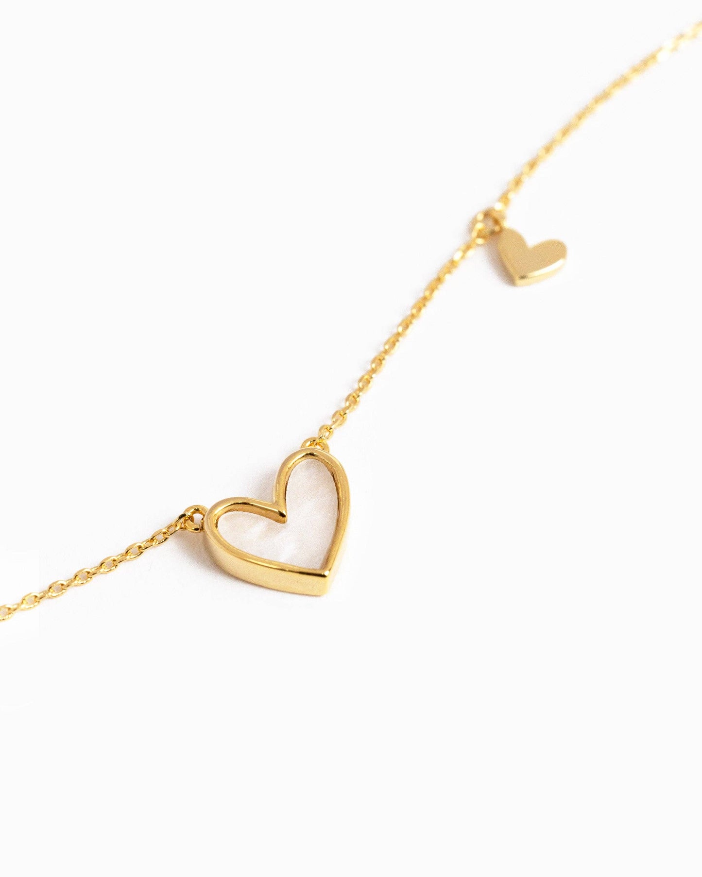 Asymmetrical Heart Station Charm Necklace