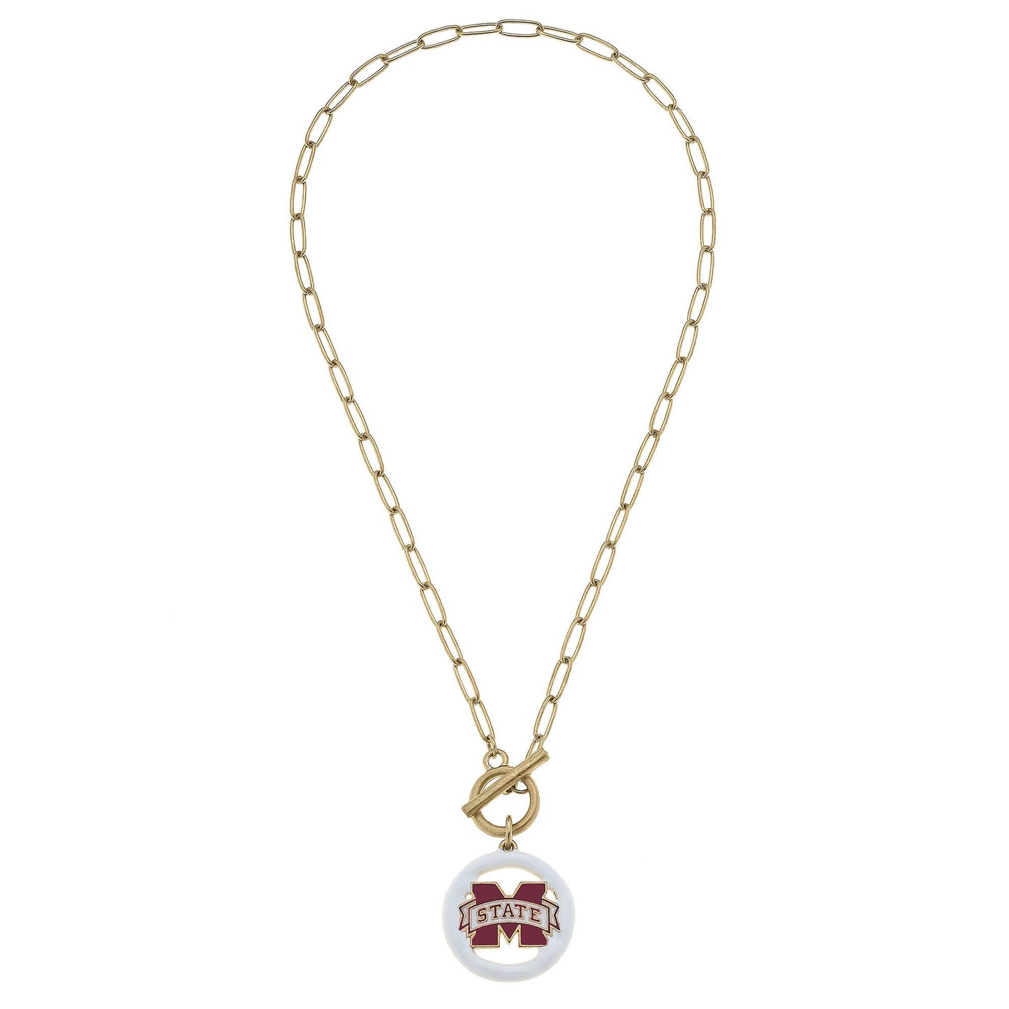 Mississippi State Bulldogs Logo Enamel T-Bar Necklace