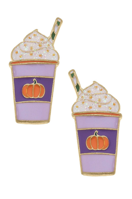 Halloween Enamel PSL Stud Earrings in Purple & White