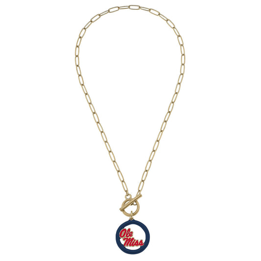 Ole Miss Rebels Logo Enamel T-Bar Necklace