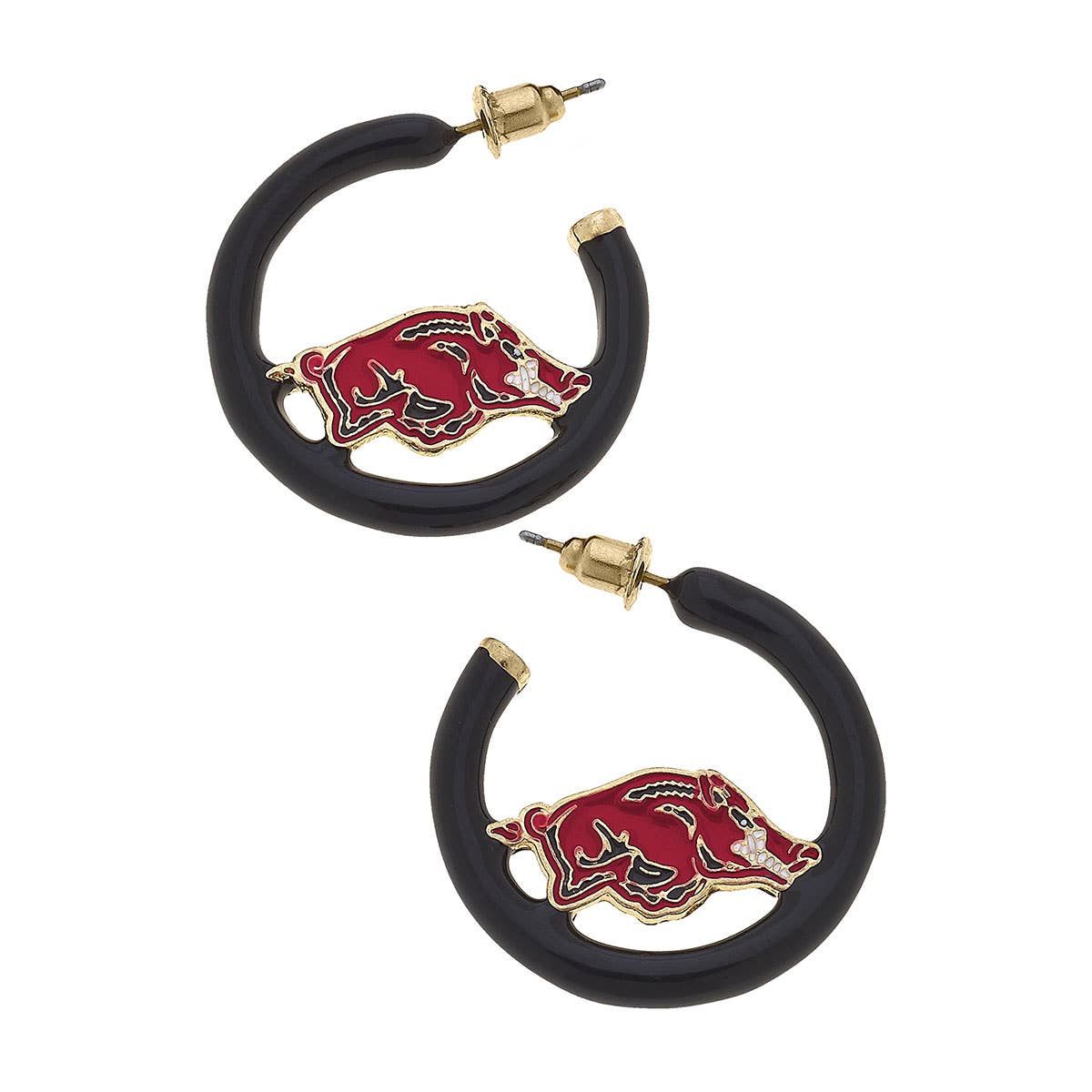 Arkansas Razorbacks Logo Enamel Hoop Earrings
