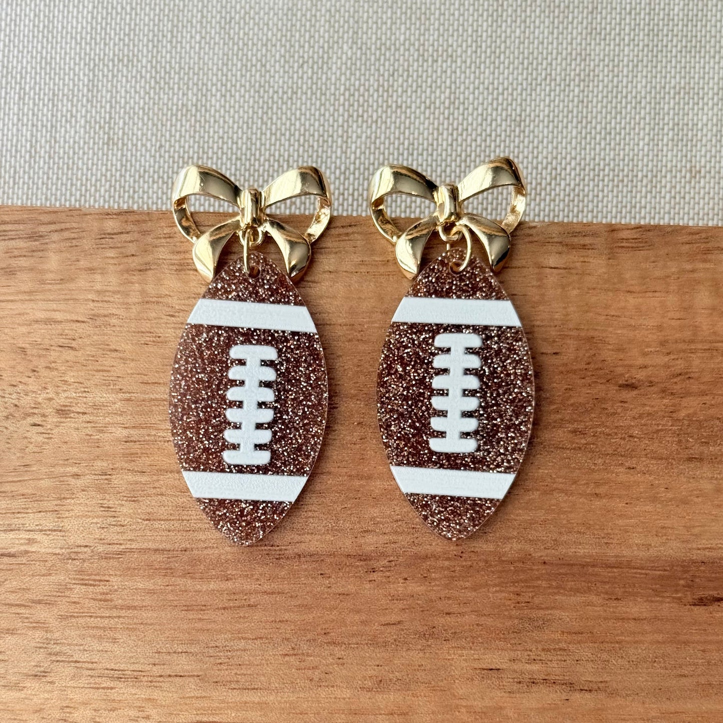 Glitter Football Bow Earrings