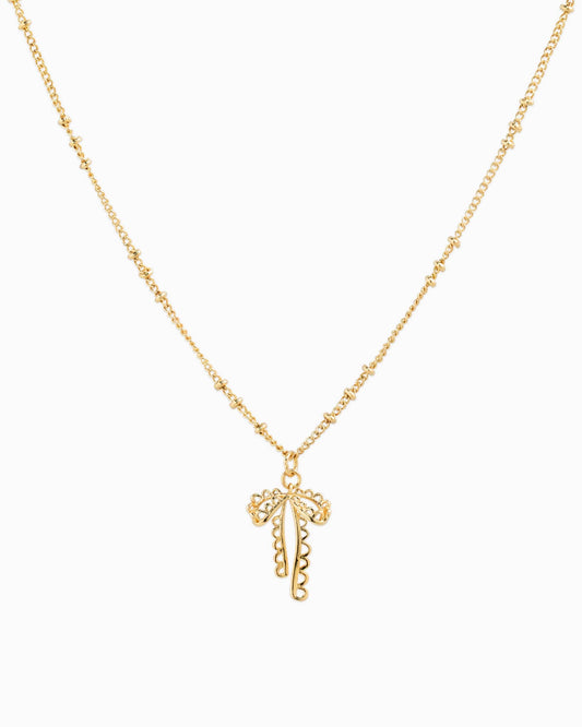 Lace Bow Ball Station Necklace