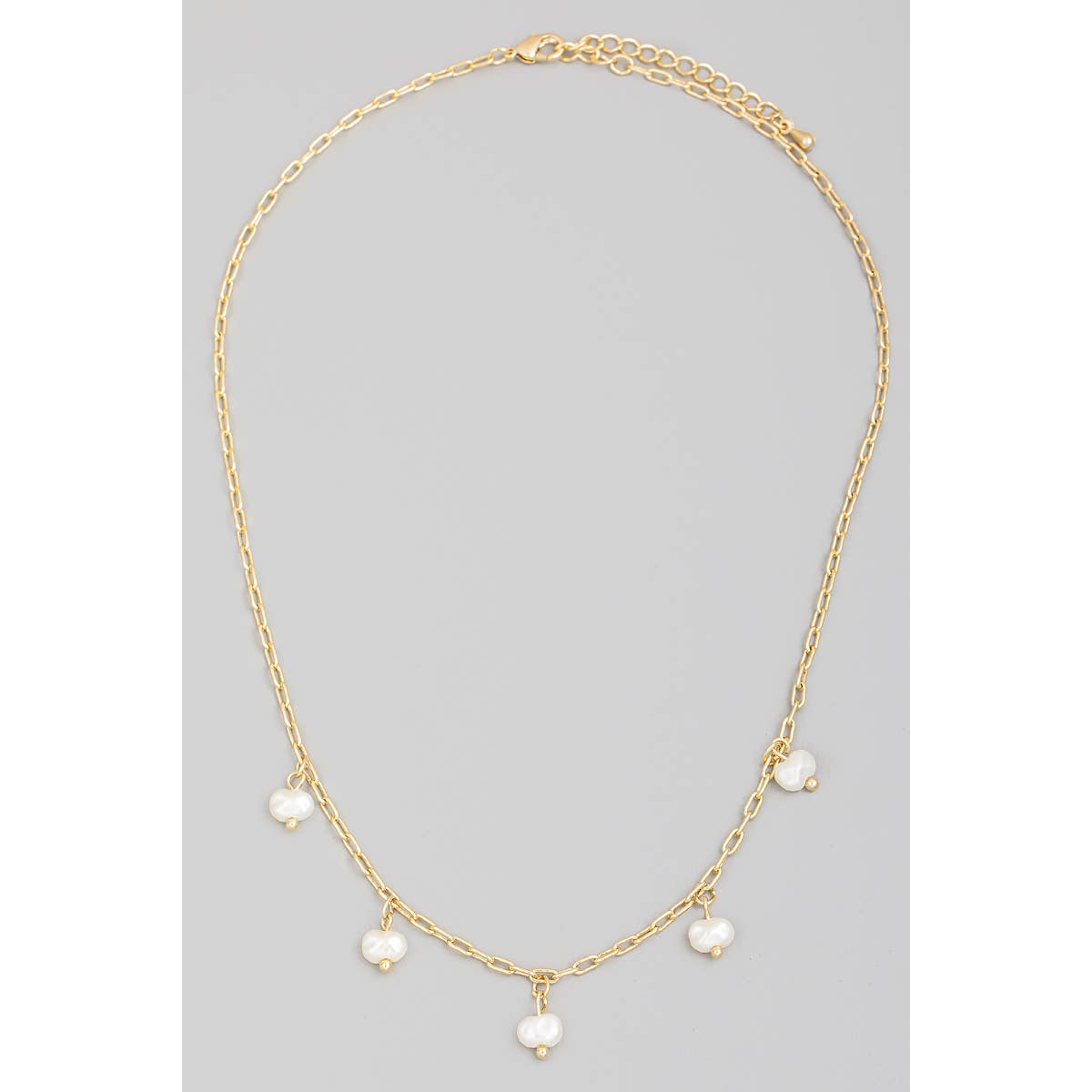 Chain Link Pearl Station Necklace