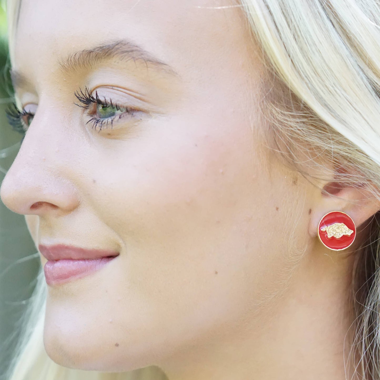 Arkansas Razorbacks Logo Circle Stud Earrings