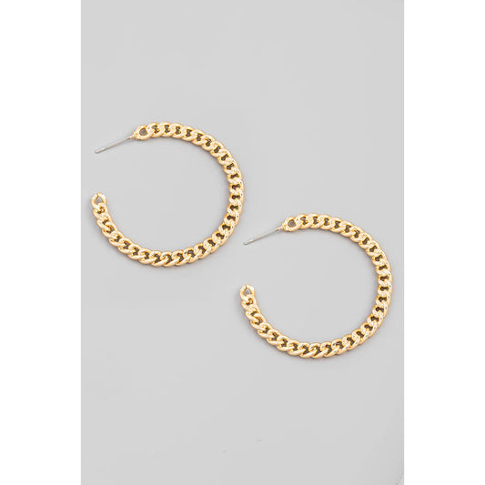 Circle Curb Chain Hoop Earrings