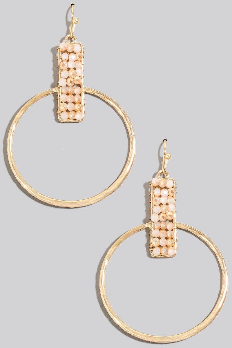 Beaded Rectangle And Hoop Dangle Earrings