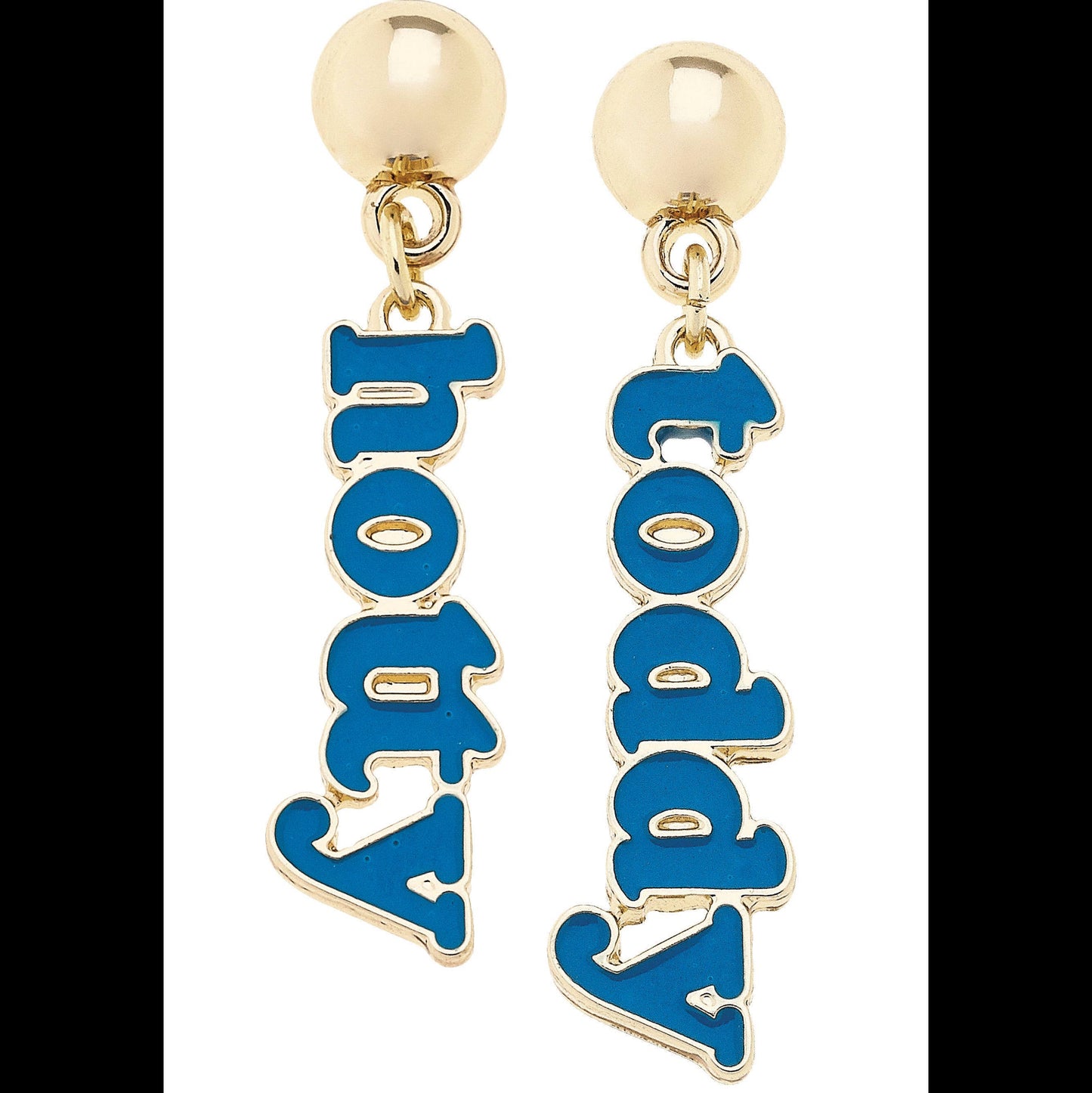 Ole Miss Rebels Slogan Earrings in Blue/Shiny Gold