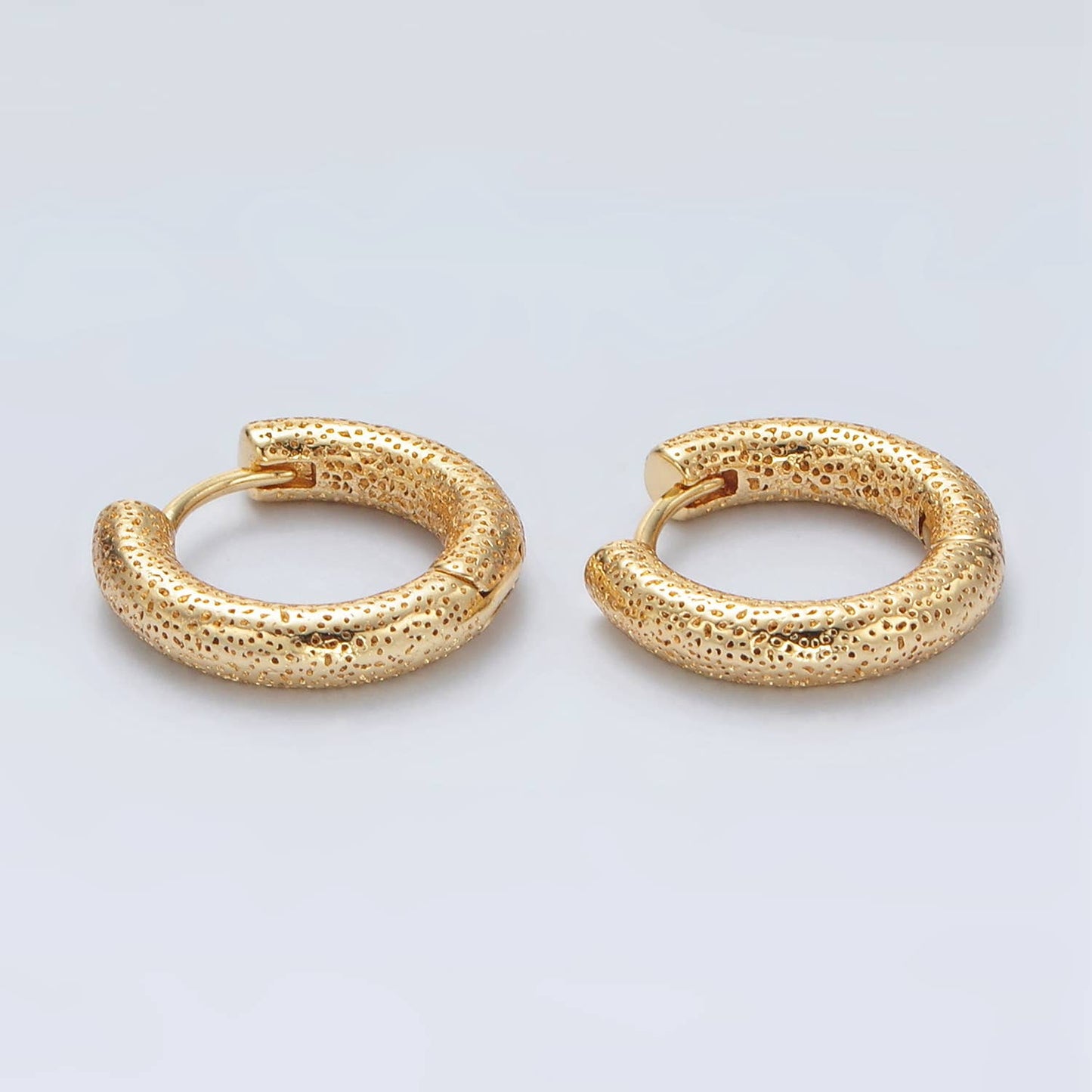 24k Gold Filled Dotted Huggie Hoop Earrings – Textured Everyday Luxury