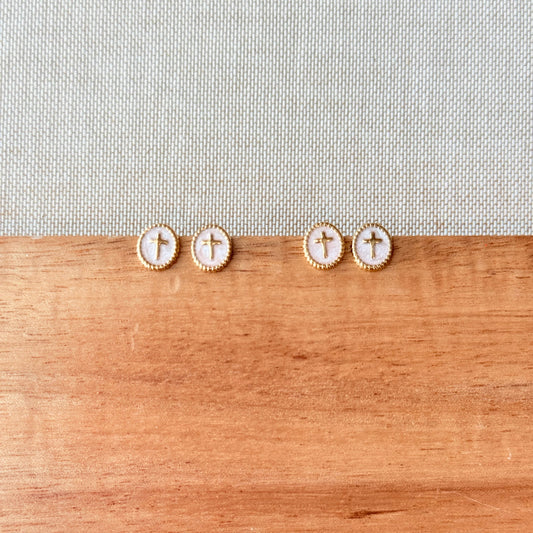 Gold Cross Stud Earrings