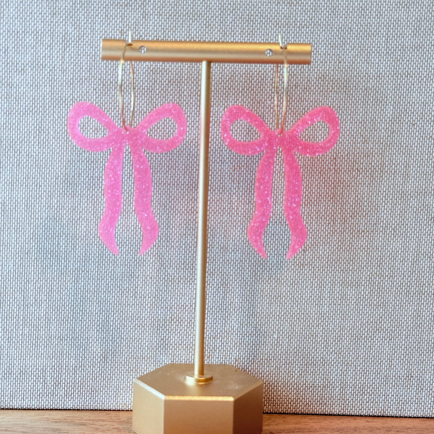 Glitter Bow Drop Earrings