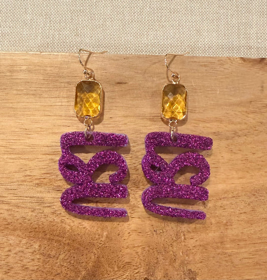 LSU Glitter Earrings