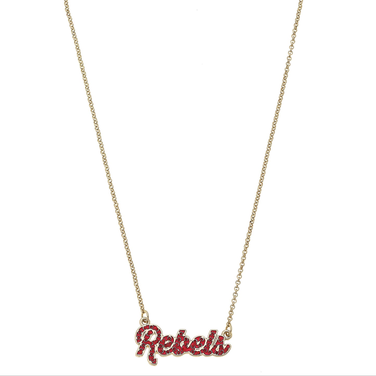 Ole Miss Rebels Pave Autograph Enamel Necklace in Red