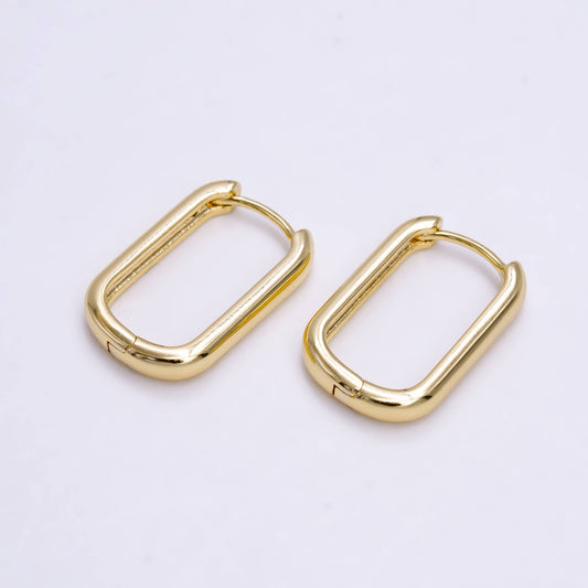 14K Gold Filled 18mm Oblong Minimalist Huggie Hoop Earrings