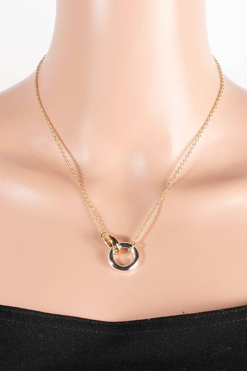 Silver Hoop Pendant Chain Necklace