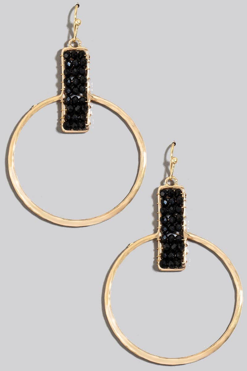 Beaded Rectangle And Hoop Dangle Earrings