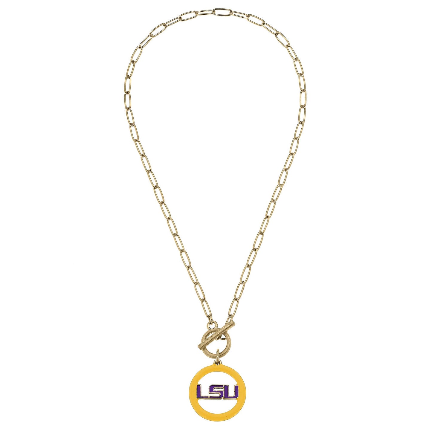 LSU Tigers Logo Enamel T-Bar Necklace