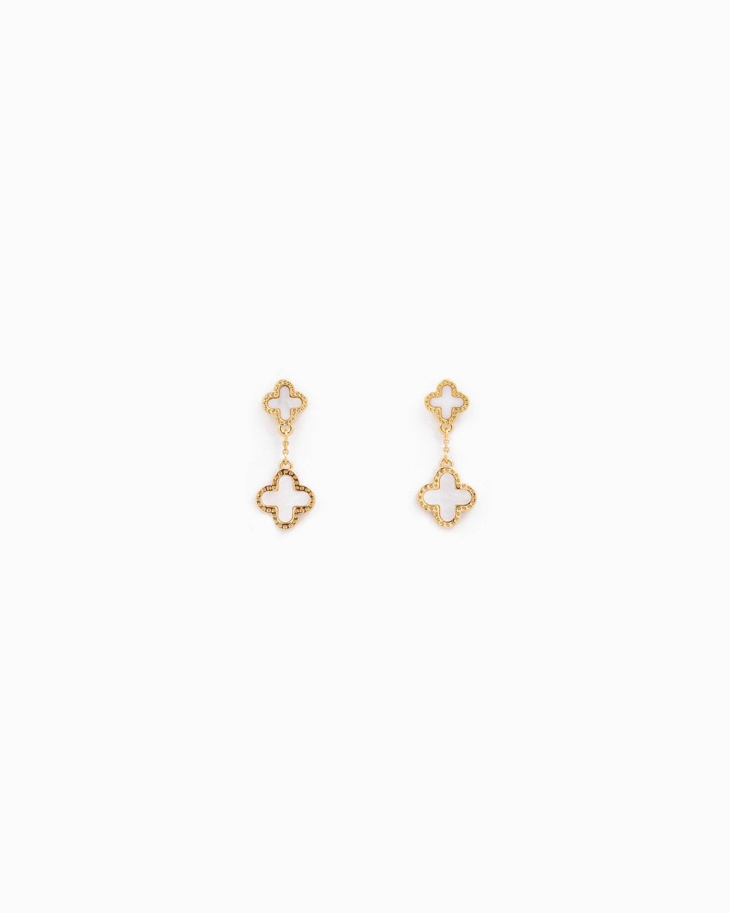 Double MOP Clover Drop Earrings