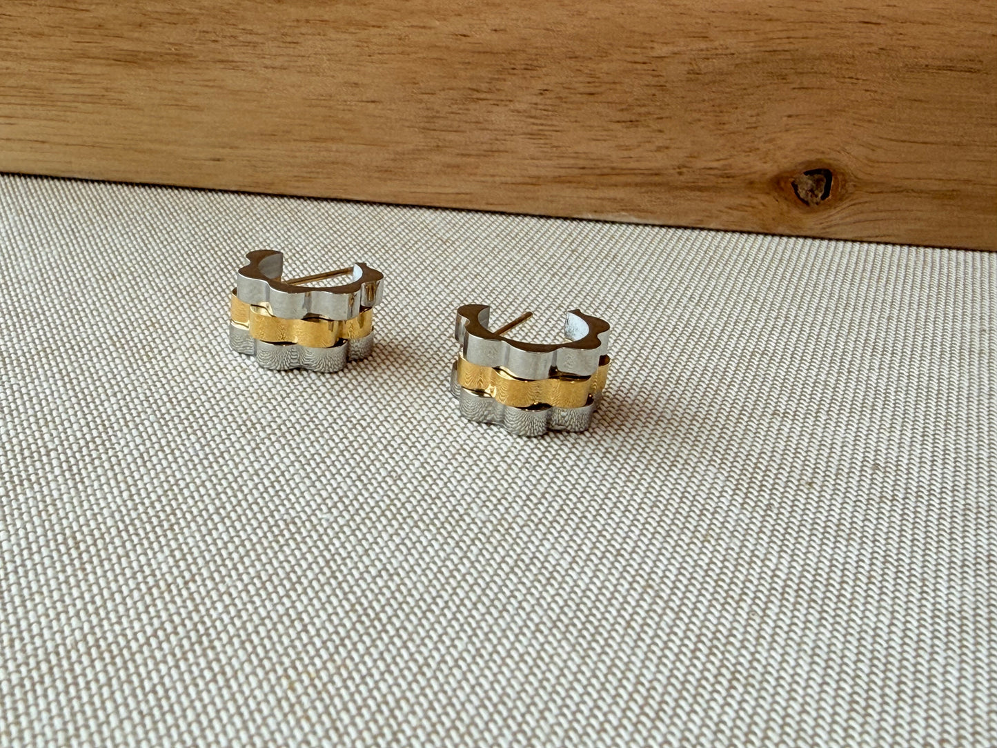 Two-Tone Stainless Steel Luxe Hoops