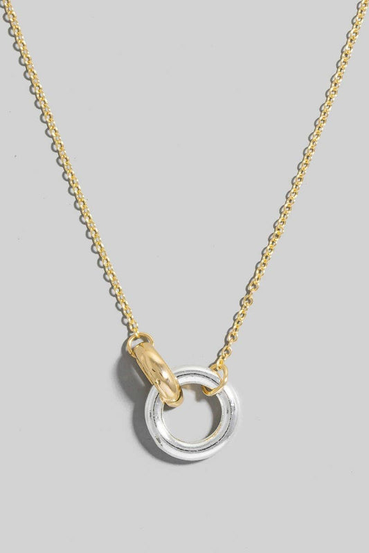 Silver Hoop Pendant Chain Necklace
