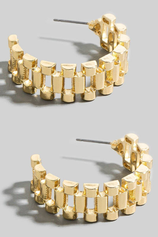 Solid Watch Chain Hoop Earrings