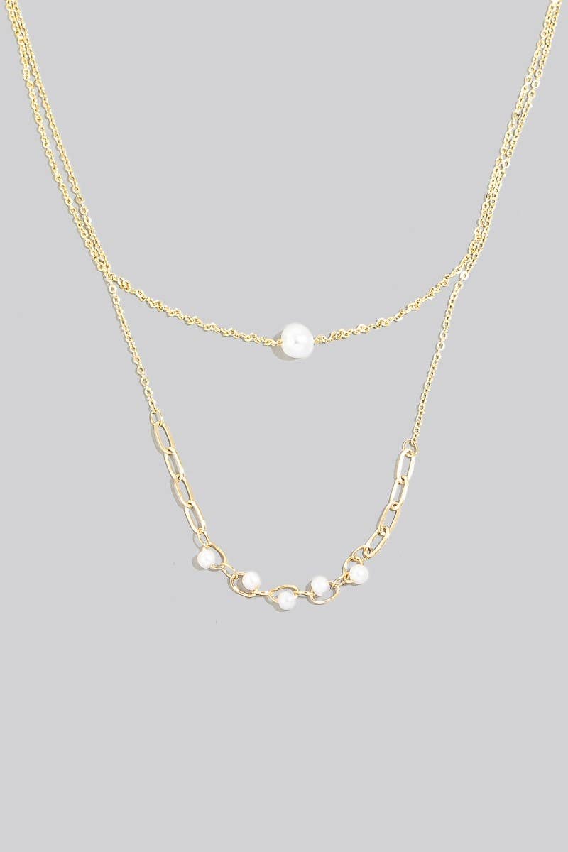 Pearl Charms Layered Dainty Chains Necklace