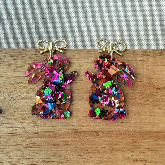 Confetti Bunny Bow Earrings