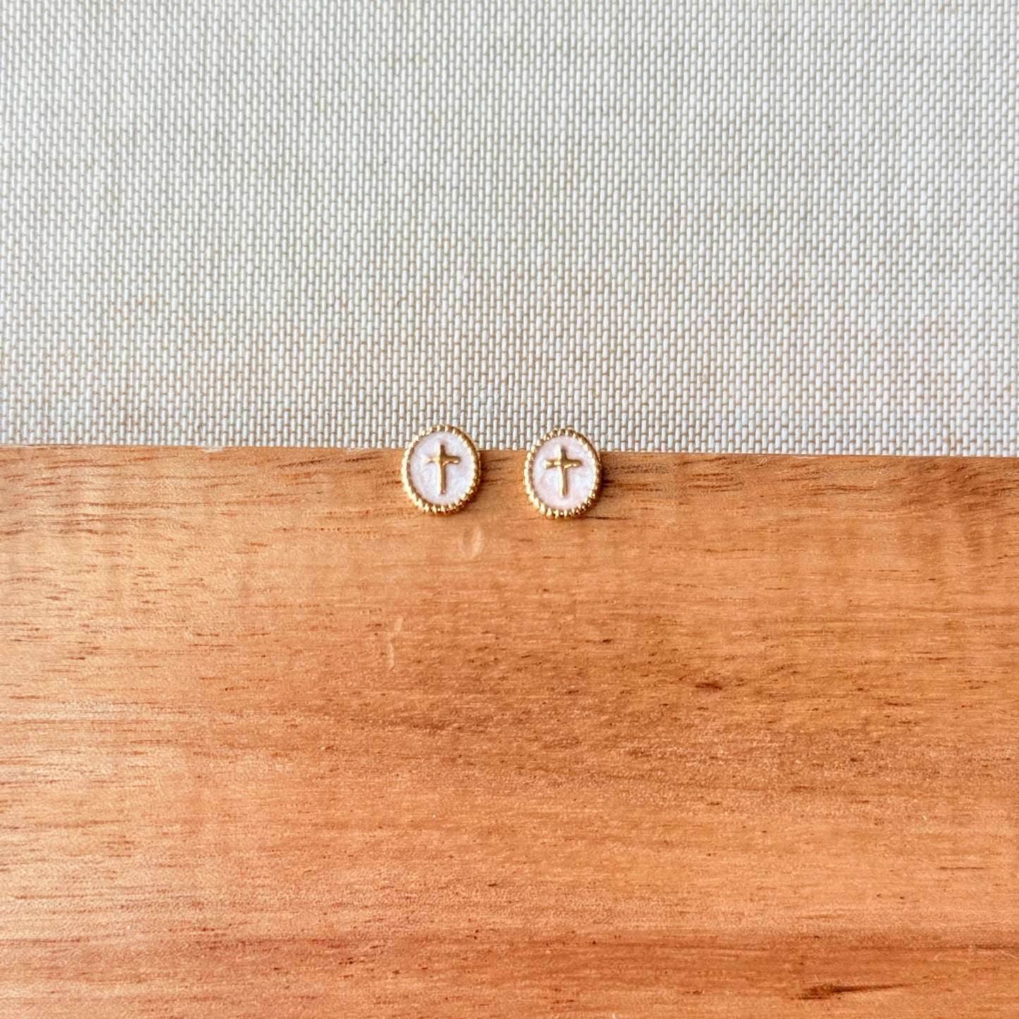 Gold Cross Stud Earrings
