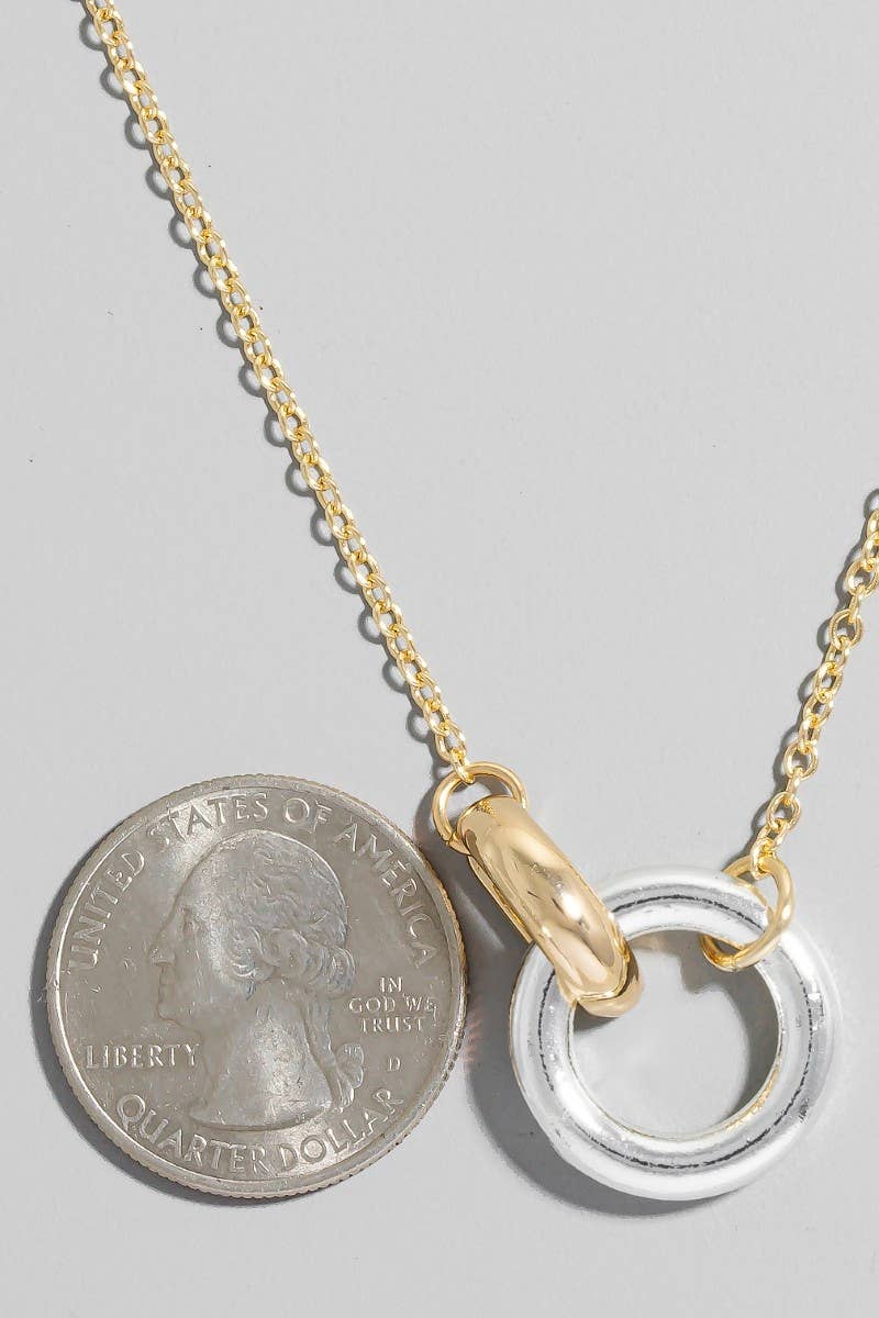 Silver Hoop Pendant Chain Necklace