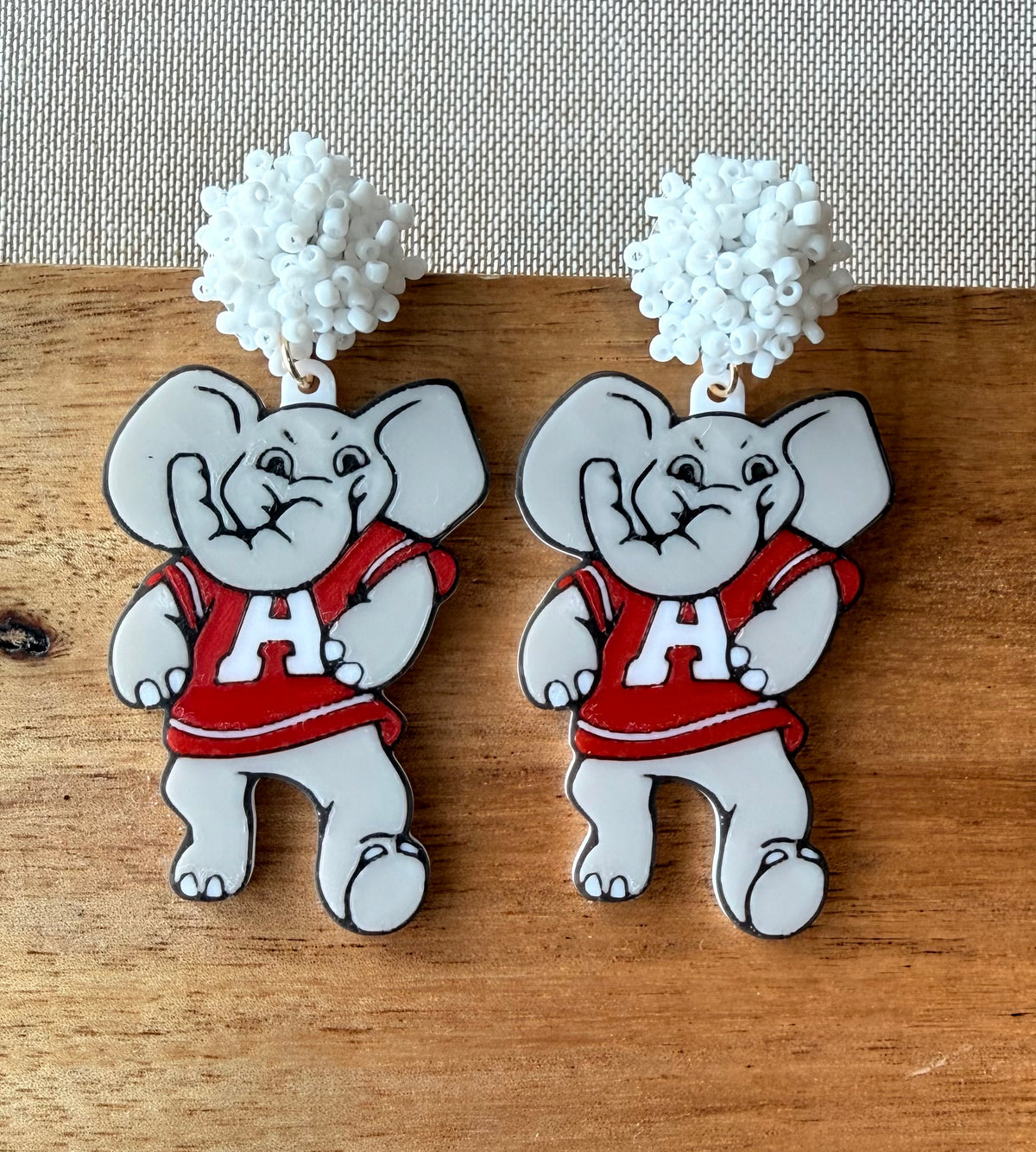 Game Day Elephant Mascot Earrings – Crimson Spirit Statement Jewelry