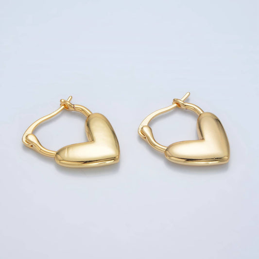 24K Gold Filled Minimal Heart Latch Hoop Earring