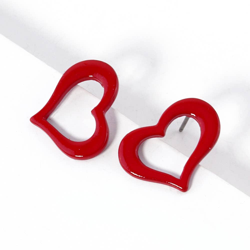 Open Heart Stud Earrings