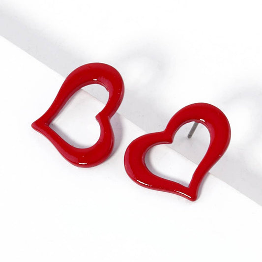 Open Heart Stud Earrings