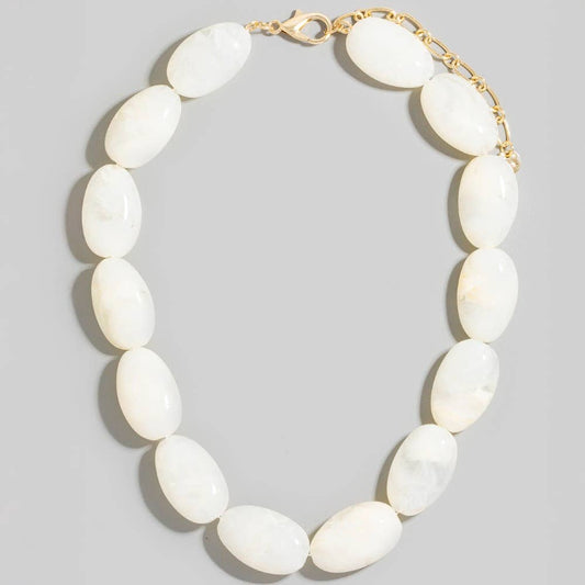 Large Oval Marble Resin Beads Necklace