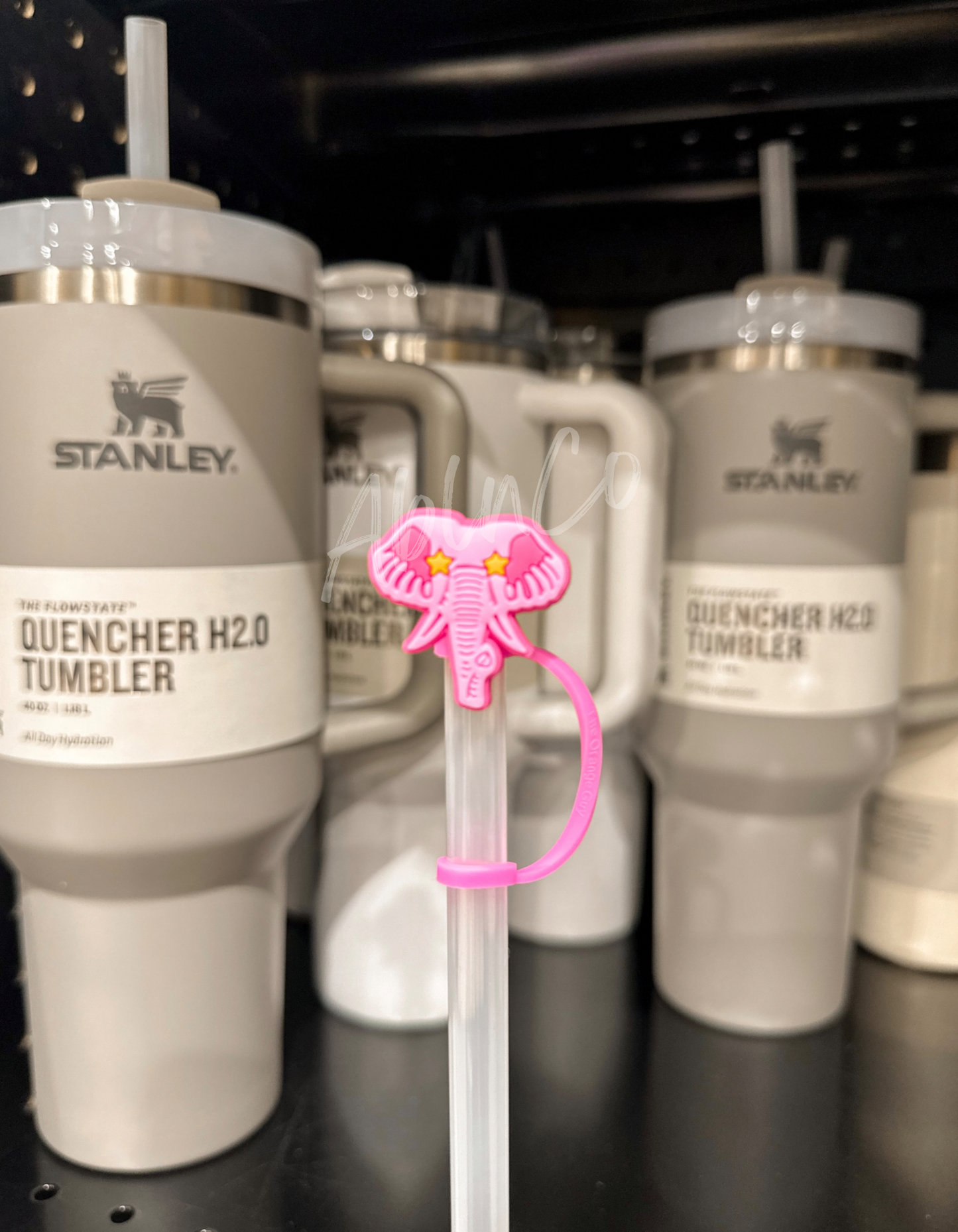 Preppy Pink Mascot™ Roll Tide Elephant Tumbler Straw Topper