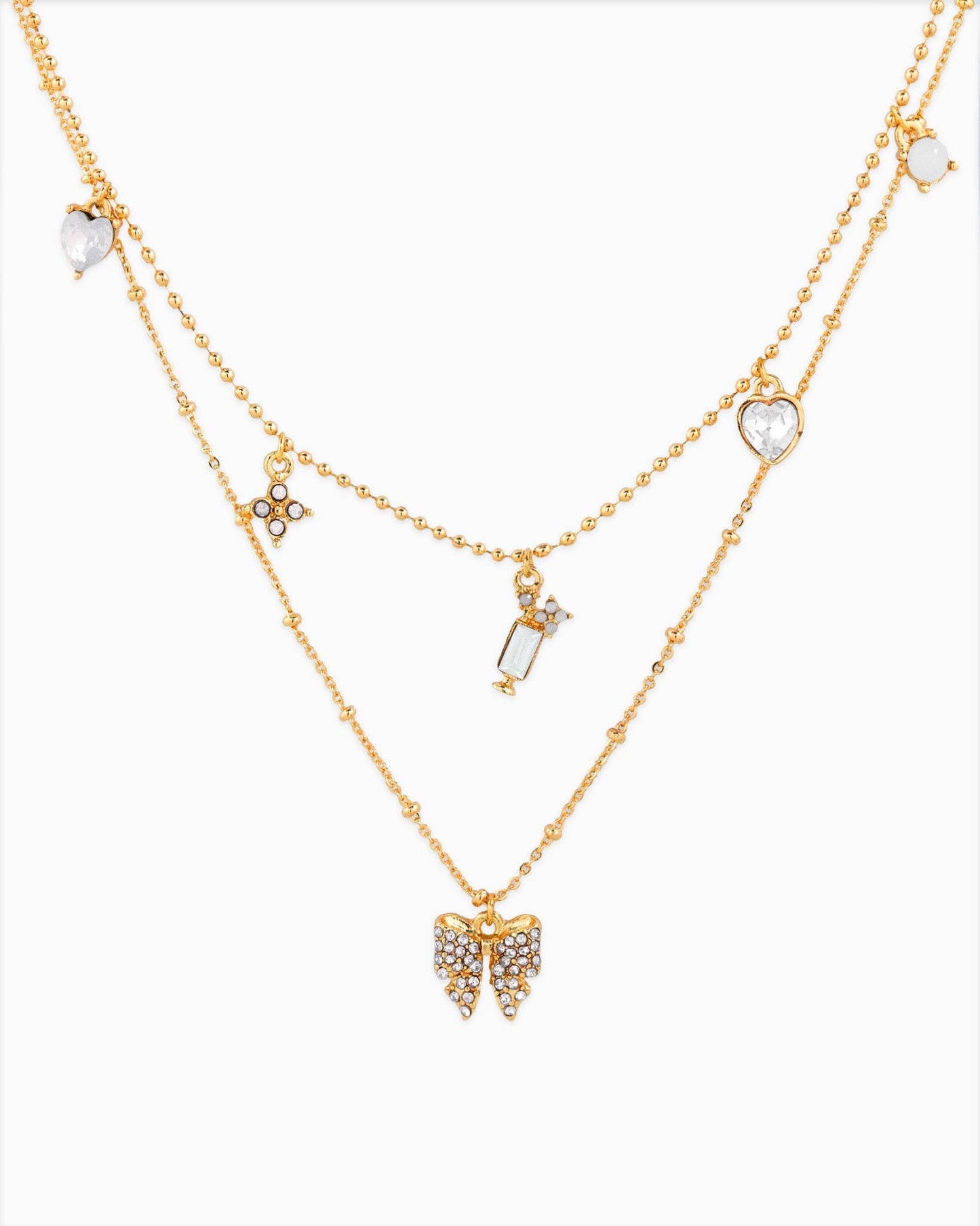 Pastel Champagne Charm Layered Necklace