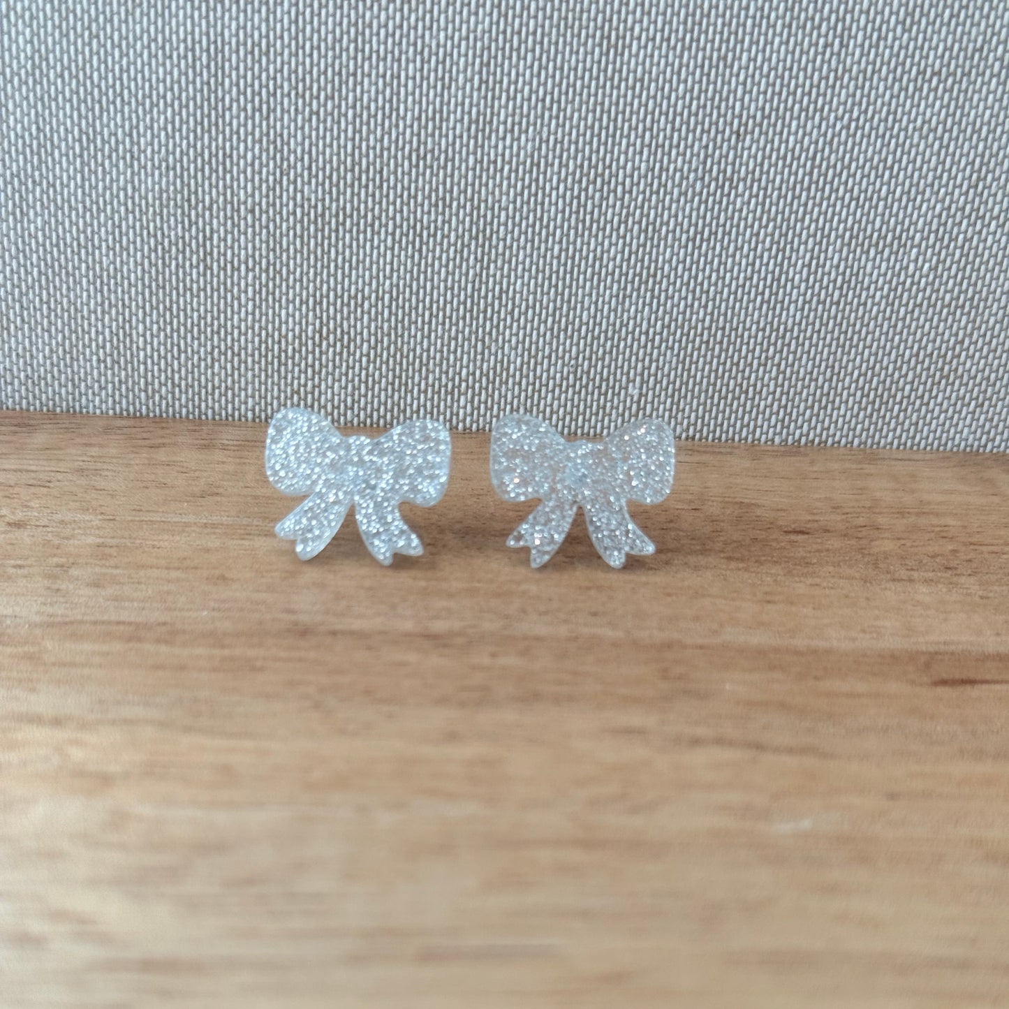 Glitter Bow Stud Earrings