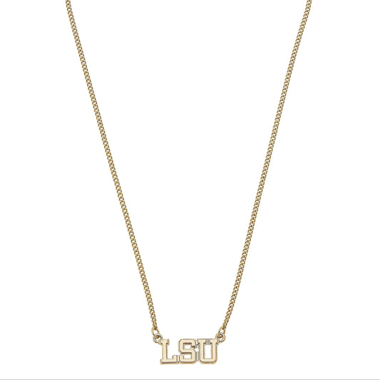LSU Tigers Varsity Outline Necklace in Shiny Gold