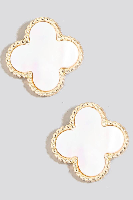 Shell Clover Stud Earrings