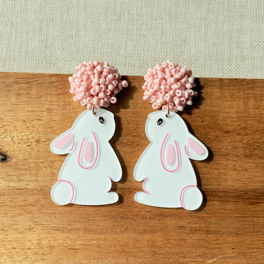 Pink Bunny Easter Earrings