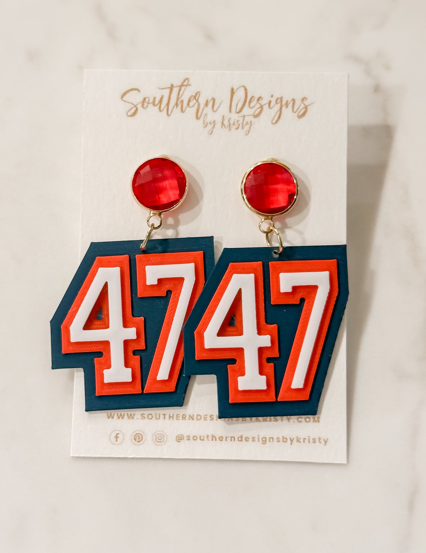 Custom Team Number Earrings – Personalized Colors